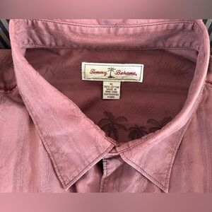 Tommy Bahama Men’s XL 100% Cotton Long Sleeve Shirt Brown Pineapple Print Stripe